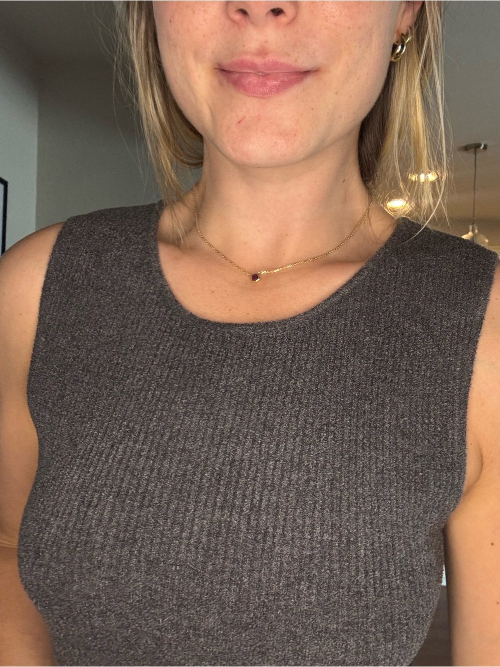 Barefoot Dreams Charcoal Ribbed Tank - Carbon Gray - Picture 4 of 7